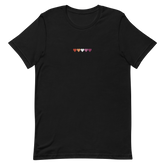 Embroidered Lesbian T-Shirt: Pride Flag Horizontal Heart Design