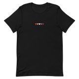 Embroidered Lesbian T-Shirt: Pride Flag Horizontal Heart Design