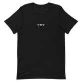 Embroidered Polysexual T-Shirt: Pride Flag Horizontal Heart Design
