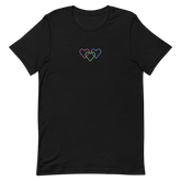Polysexual Pride Tee: Interlaced Heart Outlines Embroidered T-Shirt