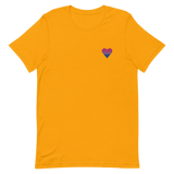 Bisexual Flag Embroidered Heart T-Shirt: Celebratory LGBTQ+ Pride Design