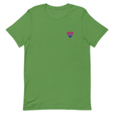 Bisexual Flag Embroidered Heart T-Shirt: Celebratory LGBTQ+ Pride Design