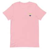 Nonbinary Flag Embroidered Heart T-Shirt: Celebratory LGBTQ+ Pride Design