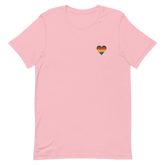 Philly Pride Flag Embroidered Heart T-Shirt: Celebratory LGBTQ+ Pride Design