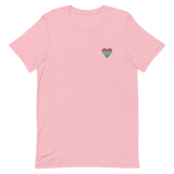 Polysexual Flag Embroidered Heart T-Shirt: Celebratory LGBTQ+ Pride Design