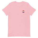 Lesbian Flag Embroidered Circle Tee: Celebratory LGBTQ+ Pride Design