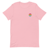 Pansexual Flag Embroidered Circle Tee: Celebratory LGBTQ+ Pride Design