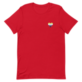 Nonbinary Flag Embroidered Heart T-Shirt: Celebratory LGBTQ+ Pride Design