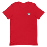 Gay Pride Flag Embroidered Heart T-Shirt: Celebratory LGBTQ+ Pride Design