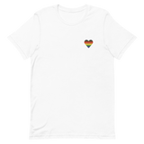 Philly Pride Flag Embroidered Heart T-Shirt: Celebratory LGBTQ+ Pride Design