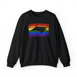 North Carolina Pride Flag Sweater: Rainbow LGBTQ+ State Silhouette Distressed Sweatshirt