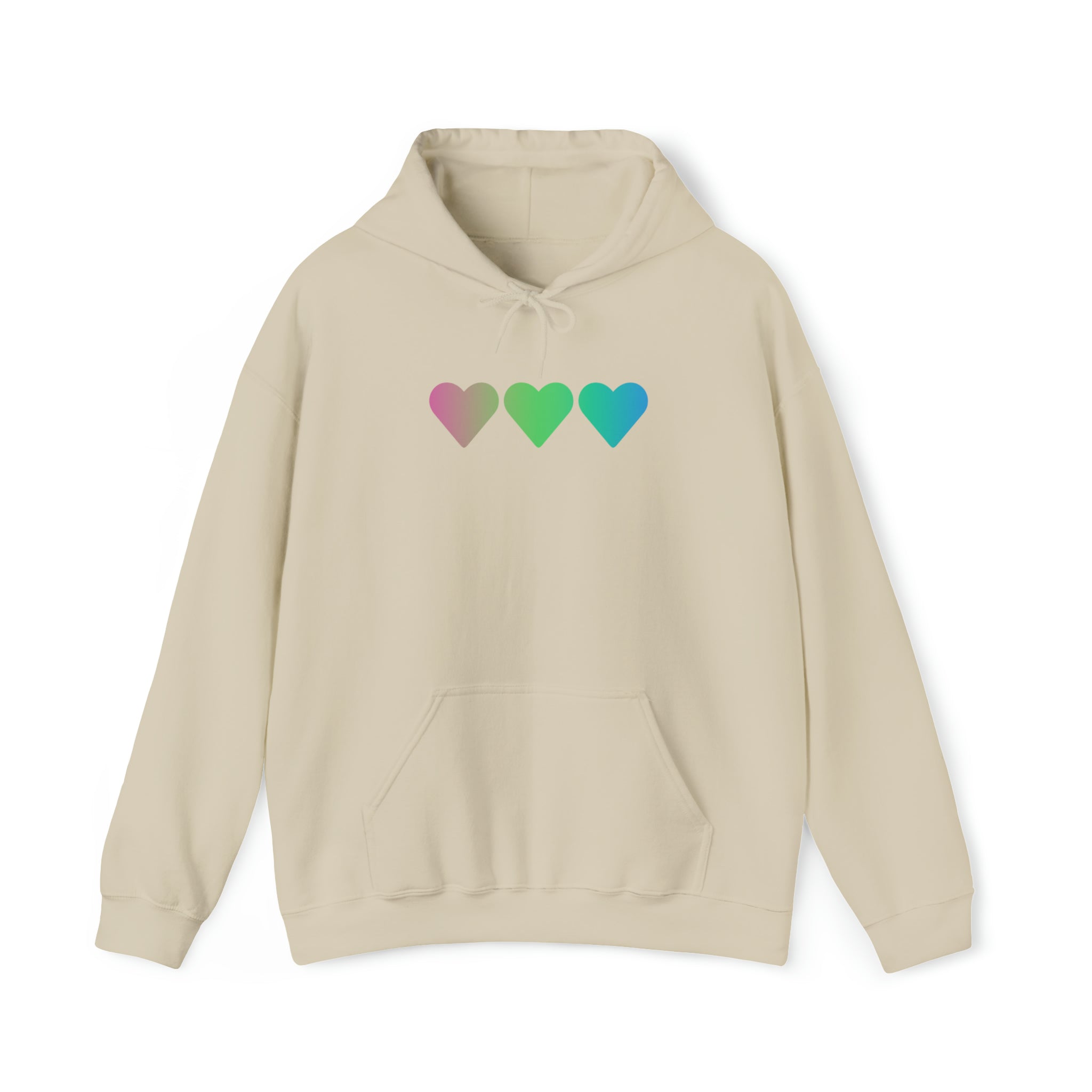 Polysexual Flag Hearts Hoodie: Pride LGBTQ+ Gradient Design