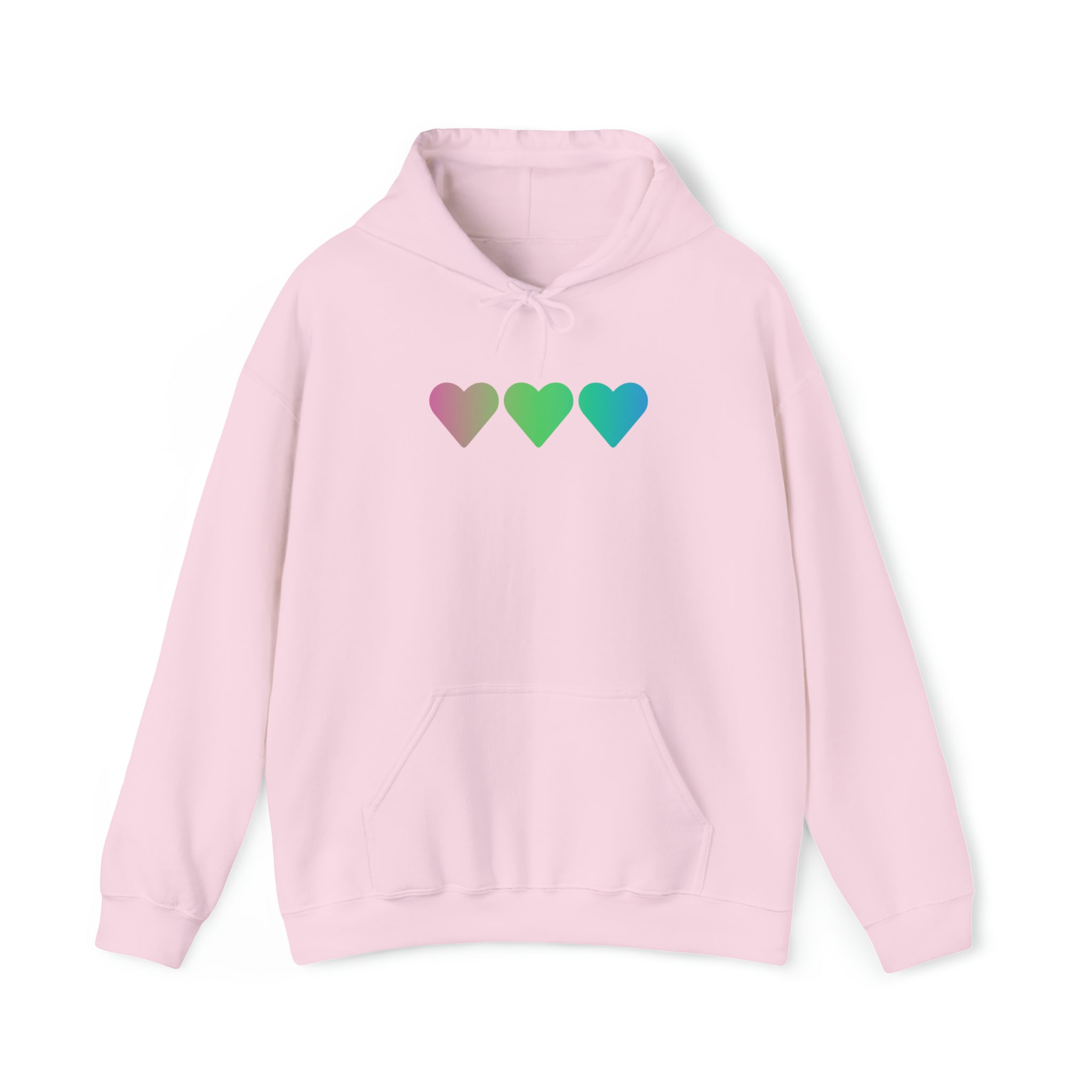 Polysexual Flag Hearts Hoodie: Pride LGBTQ+ Gradient Design