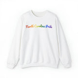 North Carolina Pride Sweatshirt: Flowing Cursive Design with LGBTQ+ Gradient