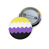 Nonbinary Pride Flag Pin: Round Button with Sharp Design