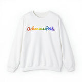 Arkansas Pride Sweatshirt: Flowing Cursive Design with LGBTQ+ Gradient