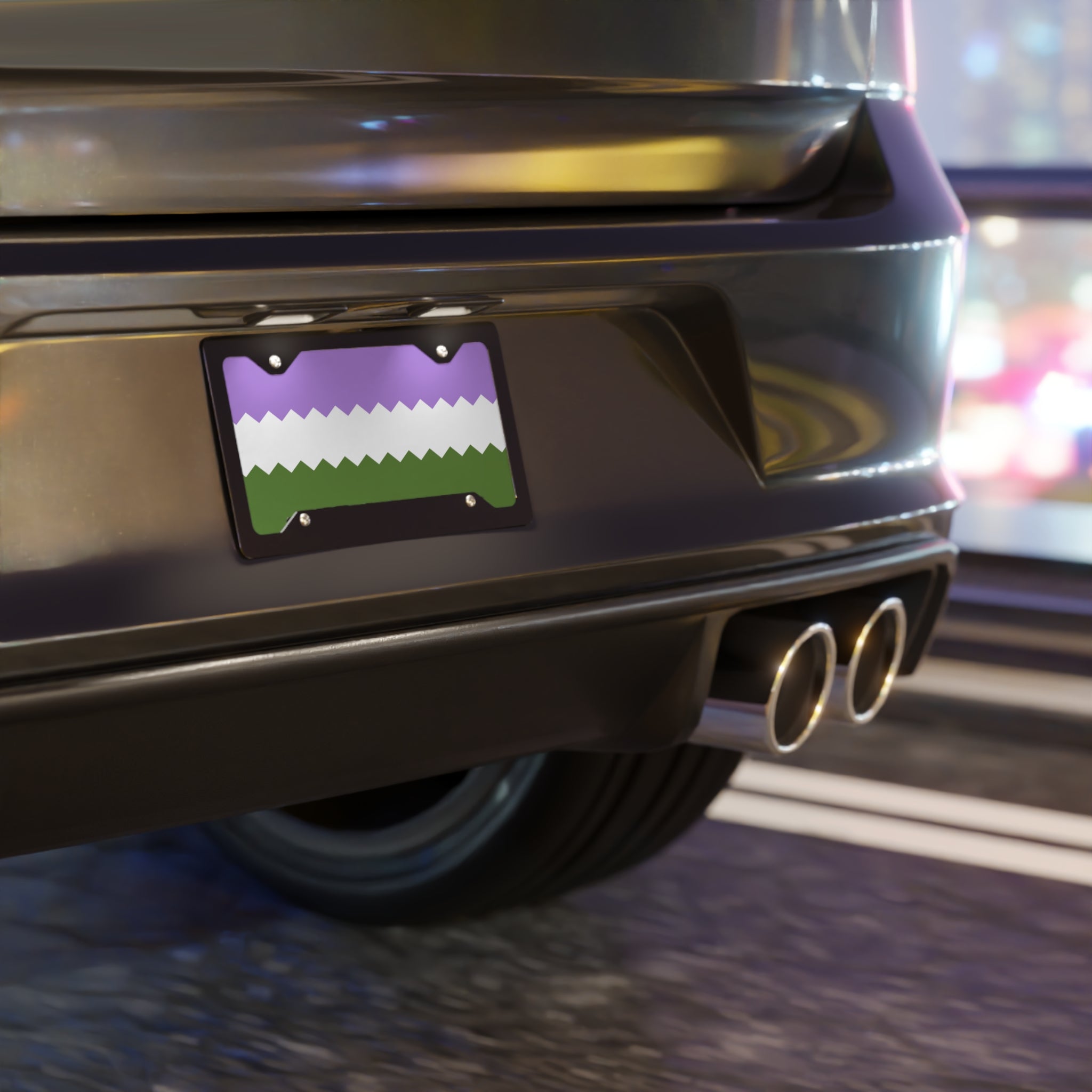 Genderqueer Flag Wavey Vanity License Plate: Sharp Design for Cars