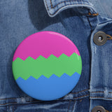 Polysexual Pride Flag Pin: Round Button with Sharp Design