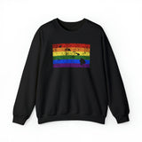 Hawaii Pride Flag Sweater: Rainbow LGBTQ+ State Silhouette Distressed Sweatshirt