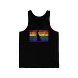 Delaware Pride Flag Tank: Rainbow LGBTQ+ State Silhouette Distressed Tank-Top