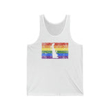 Delaware Pride Flag Tank: Rainbow LGBTQ+ State Silhouette Distressed Tank-Top