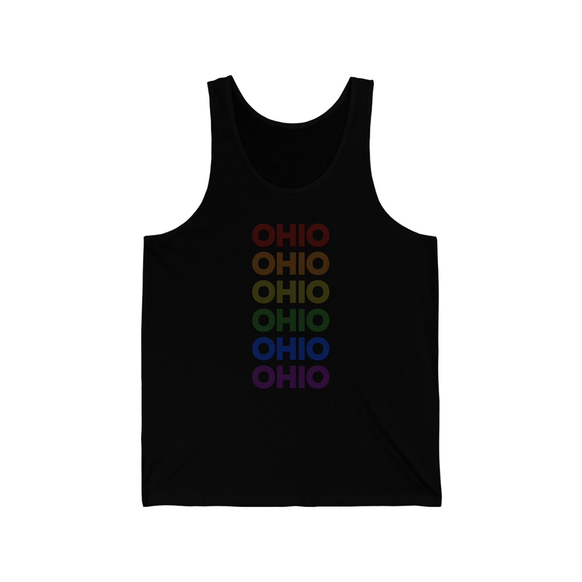 Ohio LGBTQ+ Pride Flag, Faded Black Tank-Top