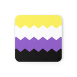 Nonbinary Flag Coaster Set: 4 Corkwood Wavey Drink Coasters