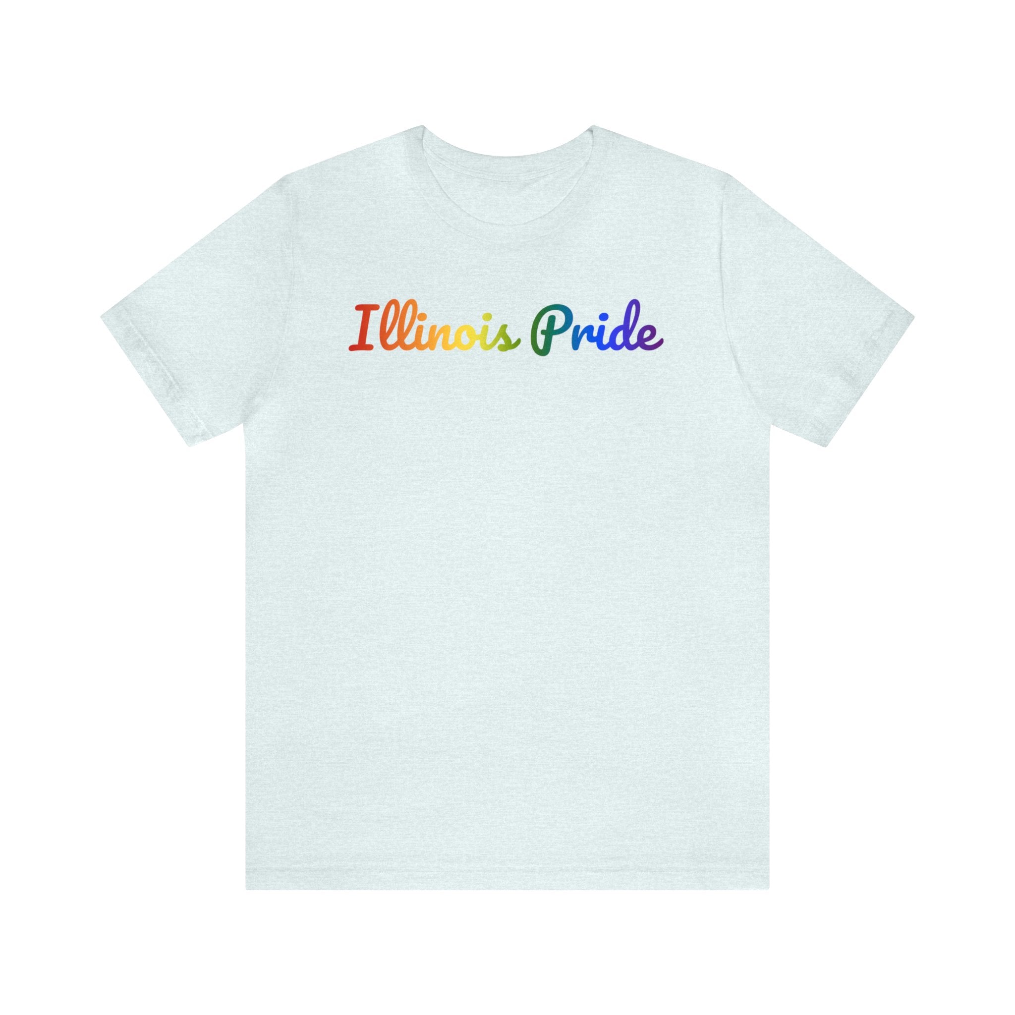 Illinois Pride T-Shirt: Flowing Cursive Design with LGBTQ+ Gradient