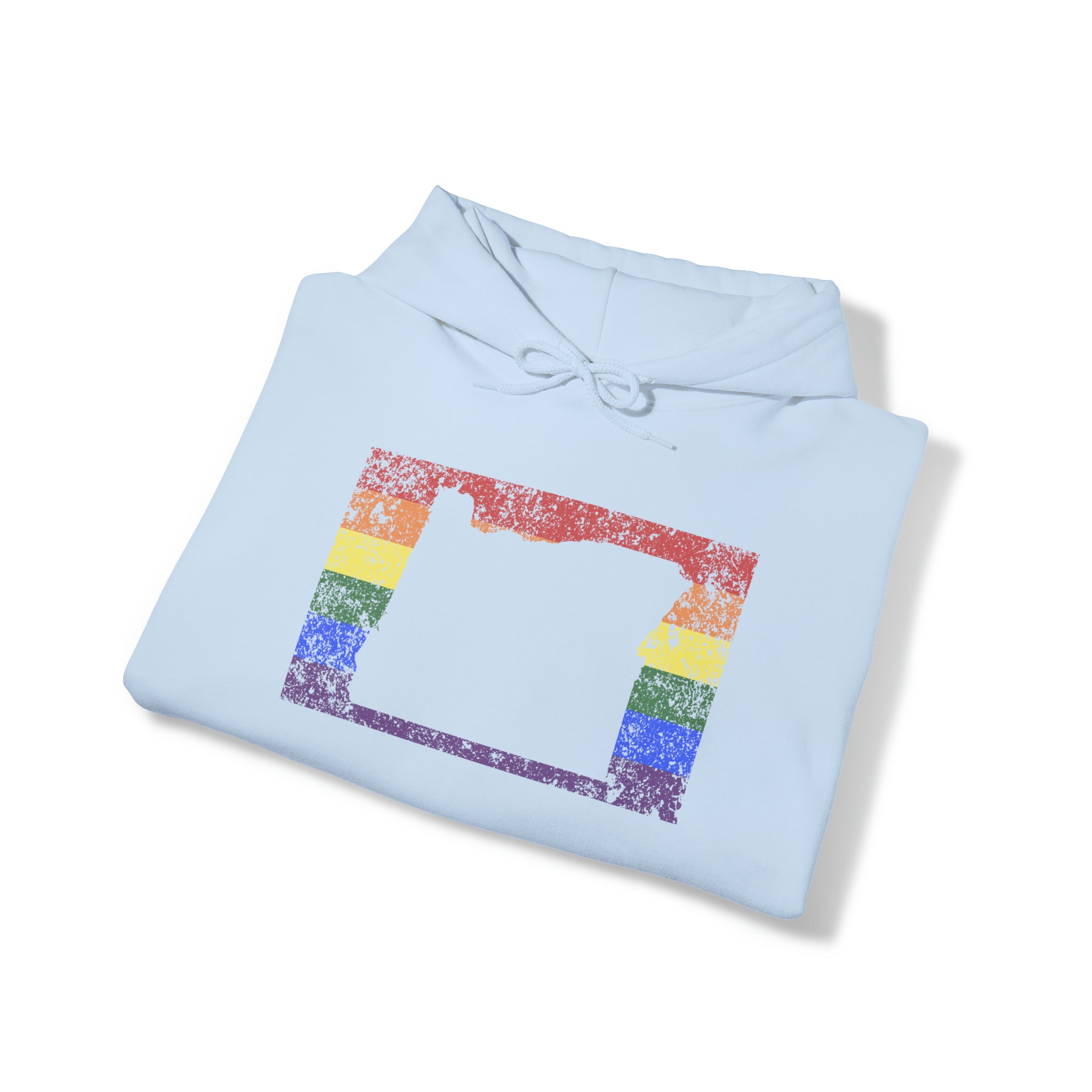 Oregon Pride Flag Hoodie: Rainbow LGBTQ+ State Silhouette Distressed Hooded Sweatshirt