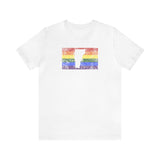 Vermont Pride Flag Tee: Rainbow LGBTQ+ State Silhouette Distressed Shirt