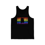 Alabama Pride Flag Tank: Rainbow LGBTQ+ State Silhouette Distressed Tank-Top