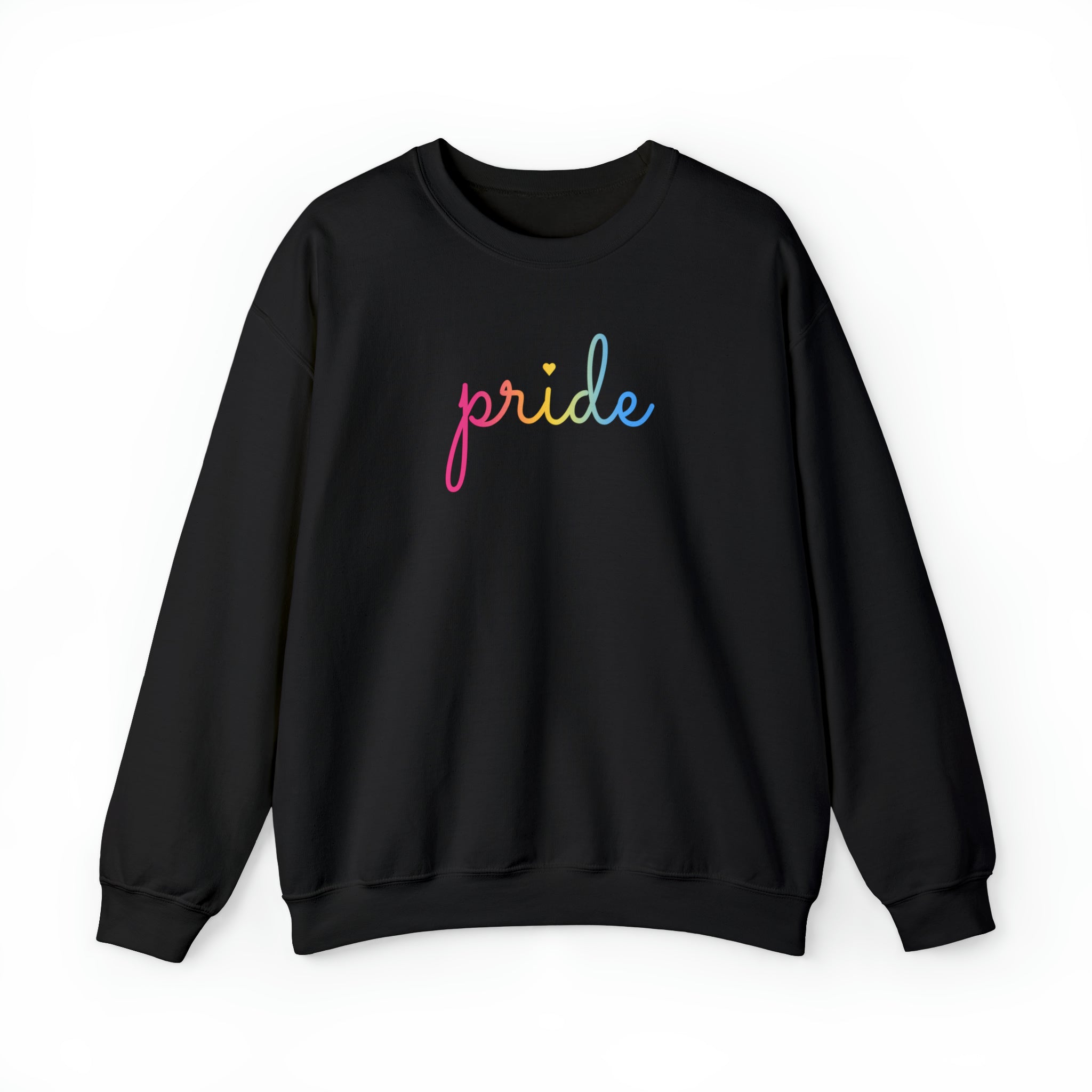 Pansexual Pride Sweater: Flowing Cursive 'Pride' in Gradient Hues