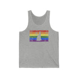 New Hampshire Pride Flag Tank: Rainbow LGBTQ+ State Silhouette Distressed Tank-Top