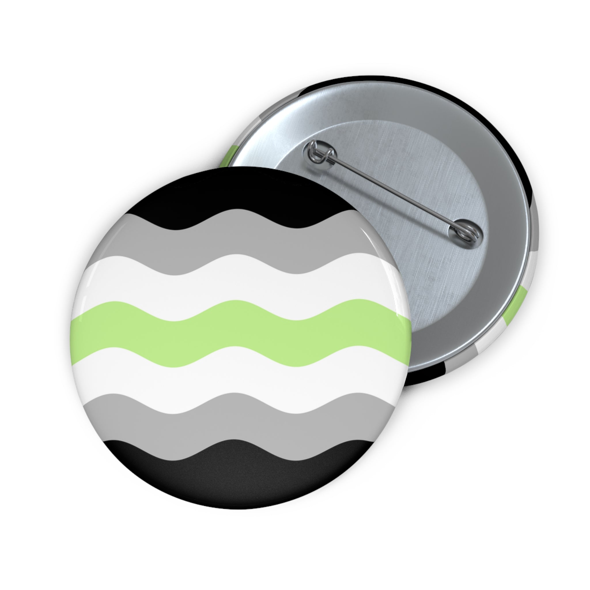 Agender Pride Flag Pin: Round Button with Wavey Design