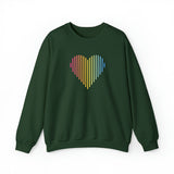 Pansexual Heart Lines Sweater: Pride Gradient Sweatshirt