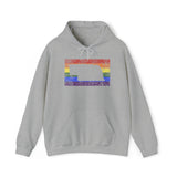 Nebraska Pride Flag Hoodie: Rainbow LGBTQ+ State Silhouette Distressed Hooded Sweatshirt