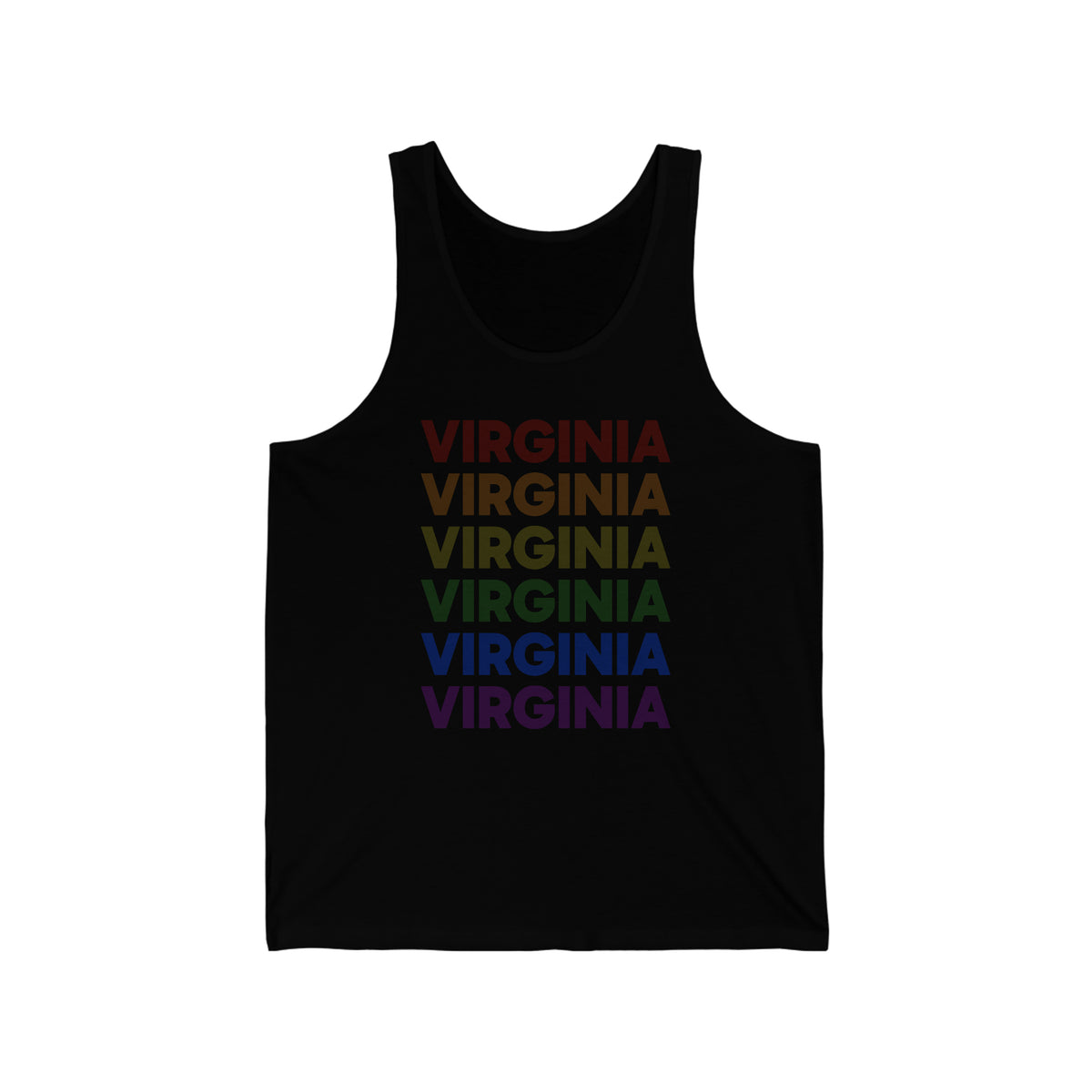 Virginia LGBTQ+ Pride Flag, Faded Black Tank-Top