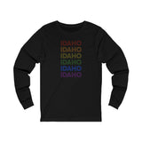 Idaho LGBTQ+ Pride Flag, Faded Black Long Sleeve Tee