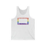 South Dakota Pride Flag Tank: Rainbow LGBTQ+ State Silhouette Distressed Tank-Top