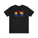 Georgia Pride Flag Tee: Rainbow LGBTQ+ State Silhouette Distressed Shirt