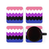 Genderfluid Flag Coaster Set: 4 Corkwood Wavey Drink Coasters