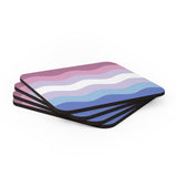 Bigender Flag Coaster Set: 4 Corkwood Ripple Drink Coasters