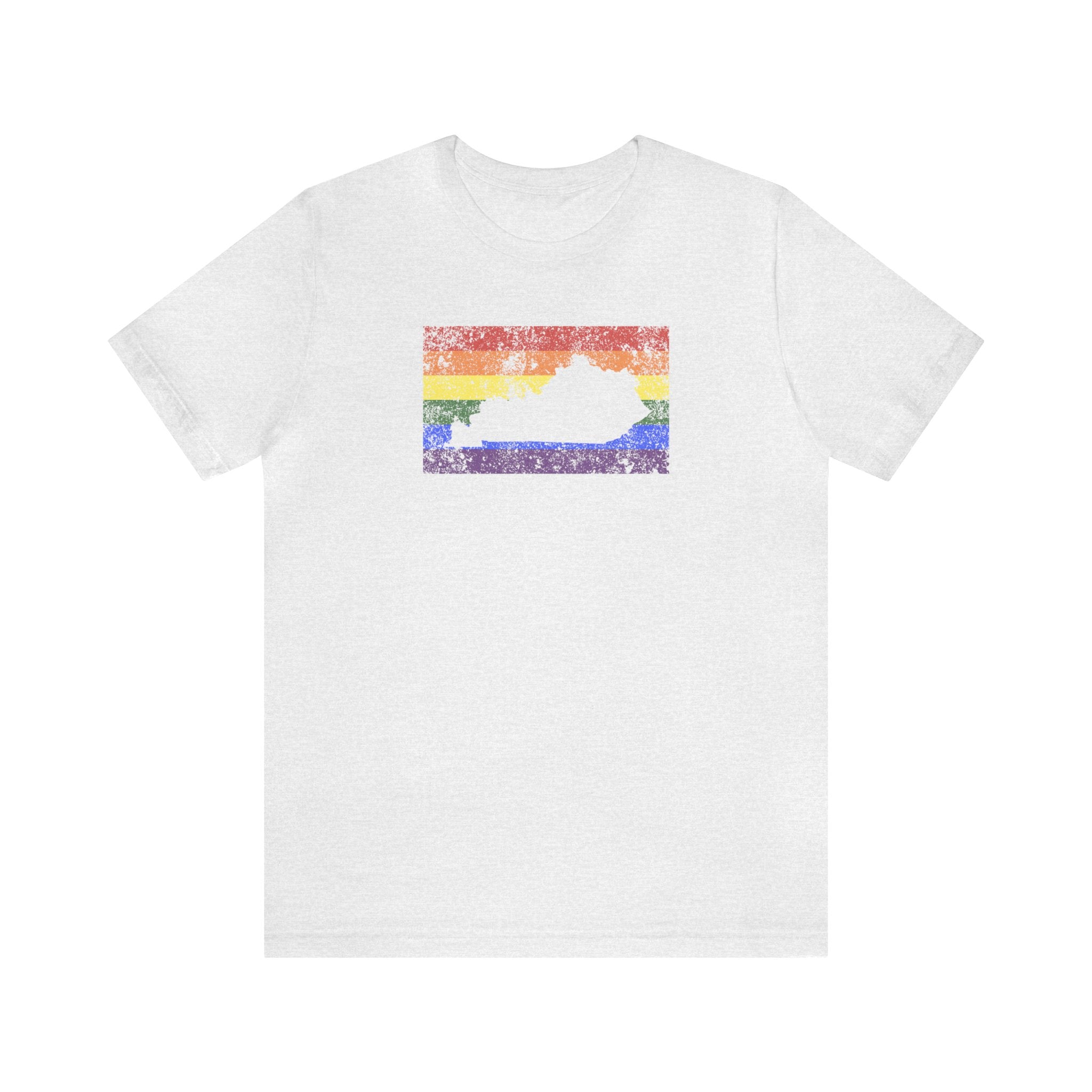 Kentucky Pride Flag Tee: Rainbow LGBTQ+ State Silhouette Distressed Shirt