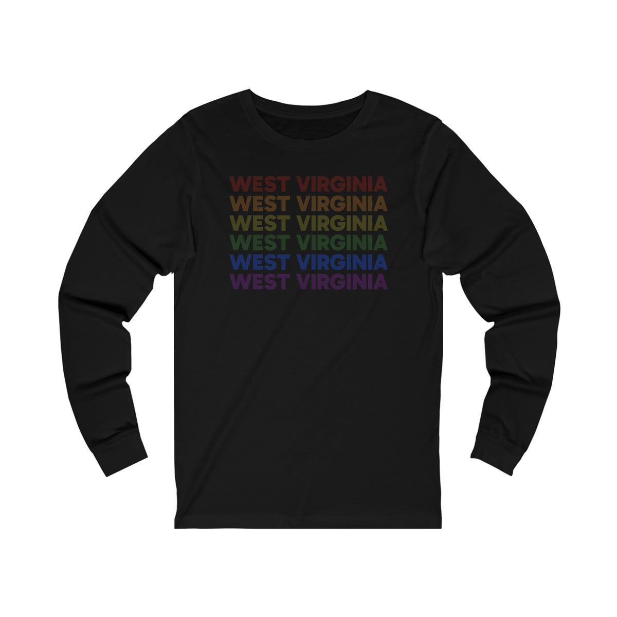 West Virginia LGBTQ+ Pride Flag, Faded Black Long Sleeve Tee