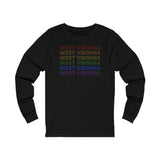 West Virginia LGBTQ+ Pride Flag, Faded Black Long Sleeve Tee