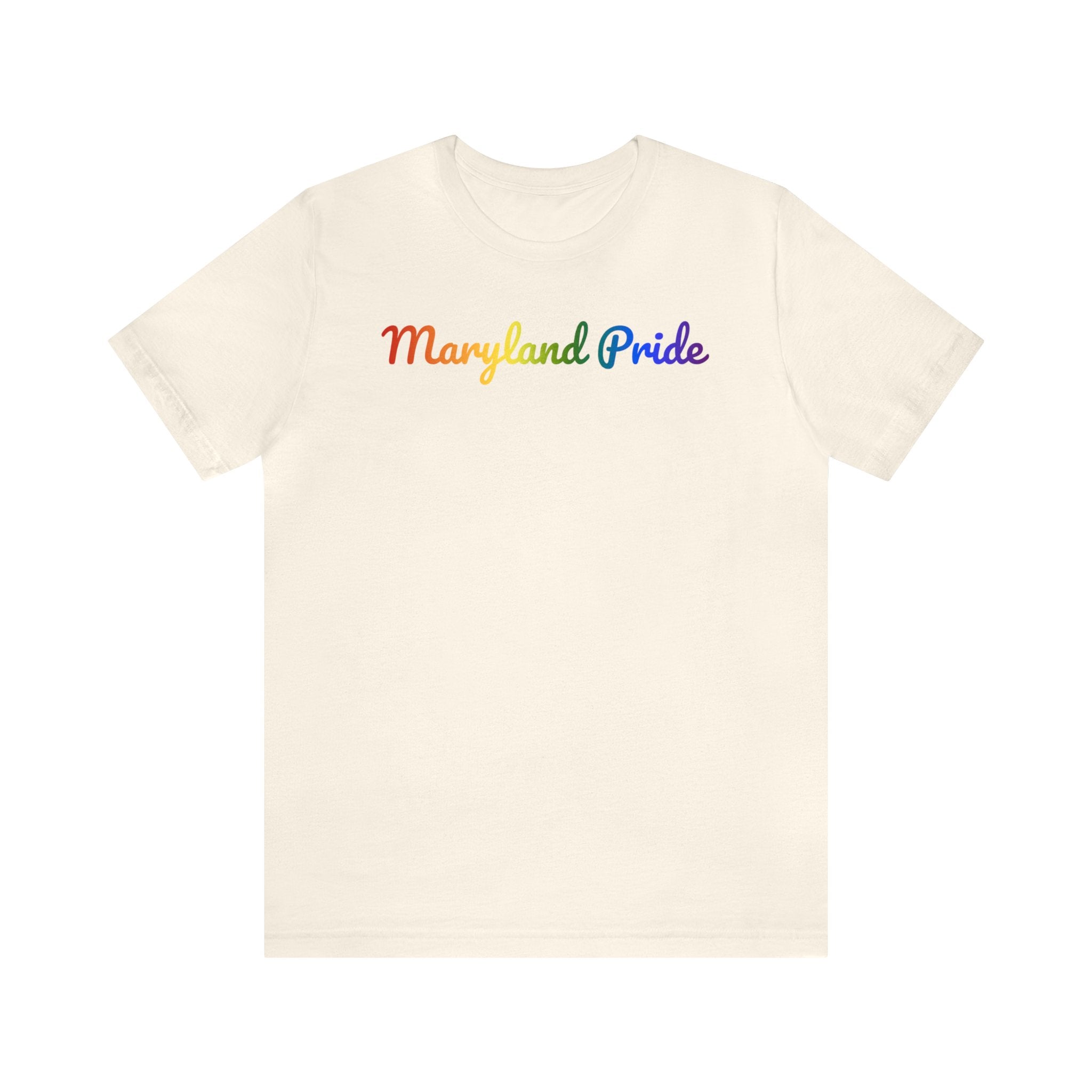 Maryland Pride T-Shirt: Flowing Cursive Design with LGBTQ+ Gradient