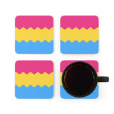 Pansexual Flag Coaster Set: 4 Corkwood Wavey Drink Coasters