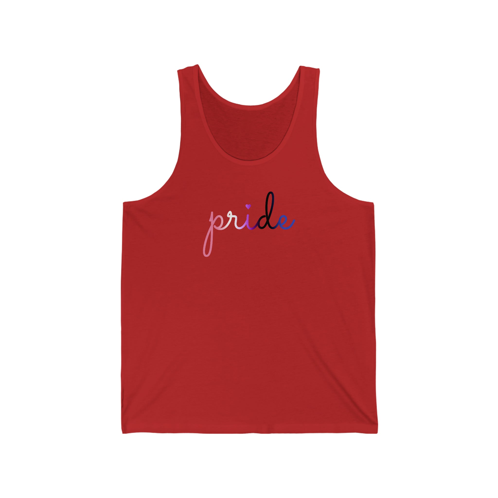 Genderfluid Pride Tank-Top: Flowing Cursive 'Pride' in Gradient Hues