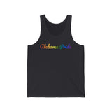 Alabama Pride Tank Top: Flowing Cursive Design with LGBTQ+ Gradient