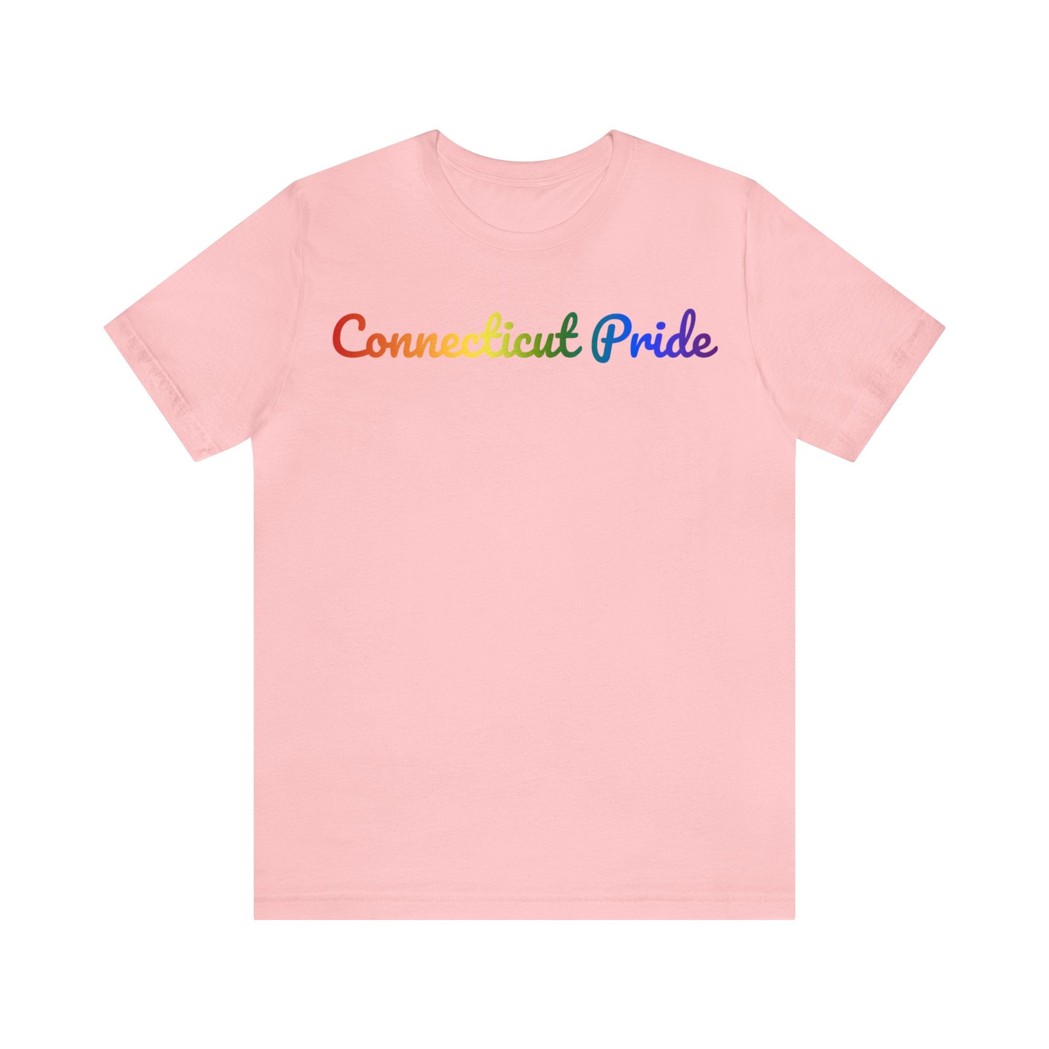 Connecticut Pride T-Shirt: Flowing Cursive Design with LGBTQ+ Gradient